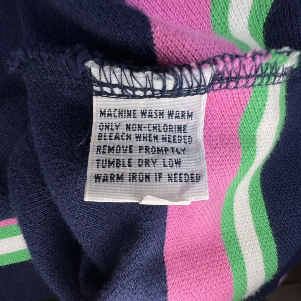 Polo by Ralph Lauren Blue Tag Polo XXL Prep Navy Pink Multi Stripe Y2K Prep VTG